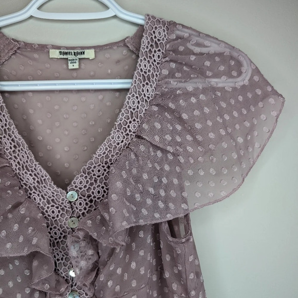 Vintage Daniel Rainn Y2K Purple Sheer Lace Butterfly Sleeve Women Small - Picture 5 of 10